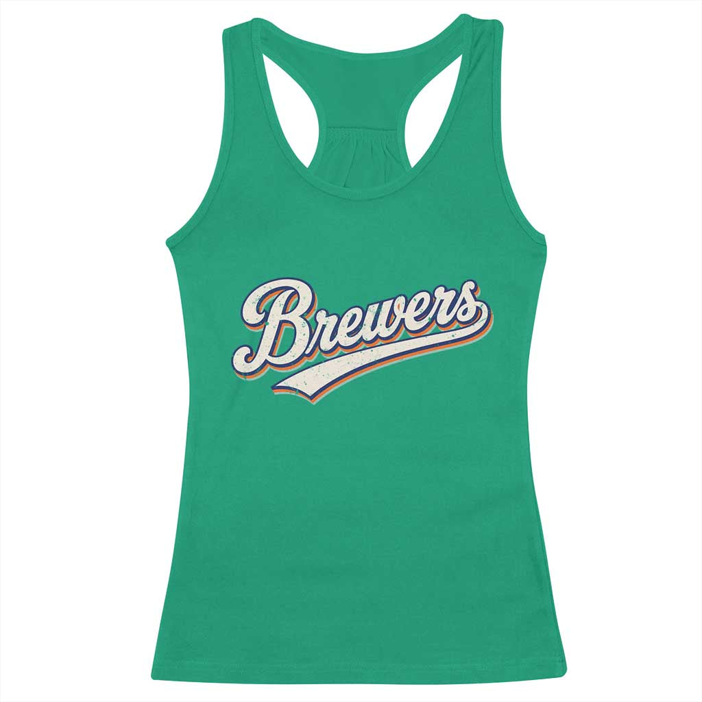 Vintage 70s Brewers Name Script Style Racerback Tank Top Retro Distressed Tailgate Spirit Sports Fan TS02 Irish Green Print Your Wear