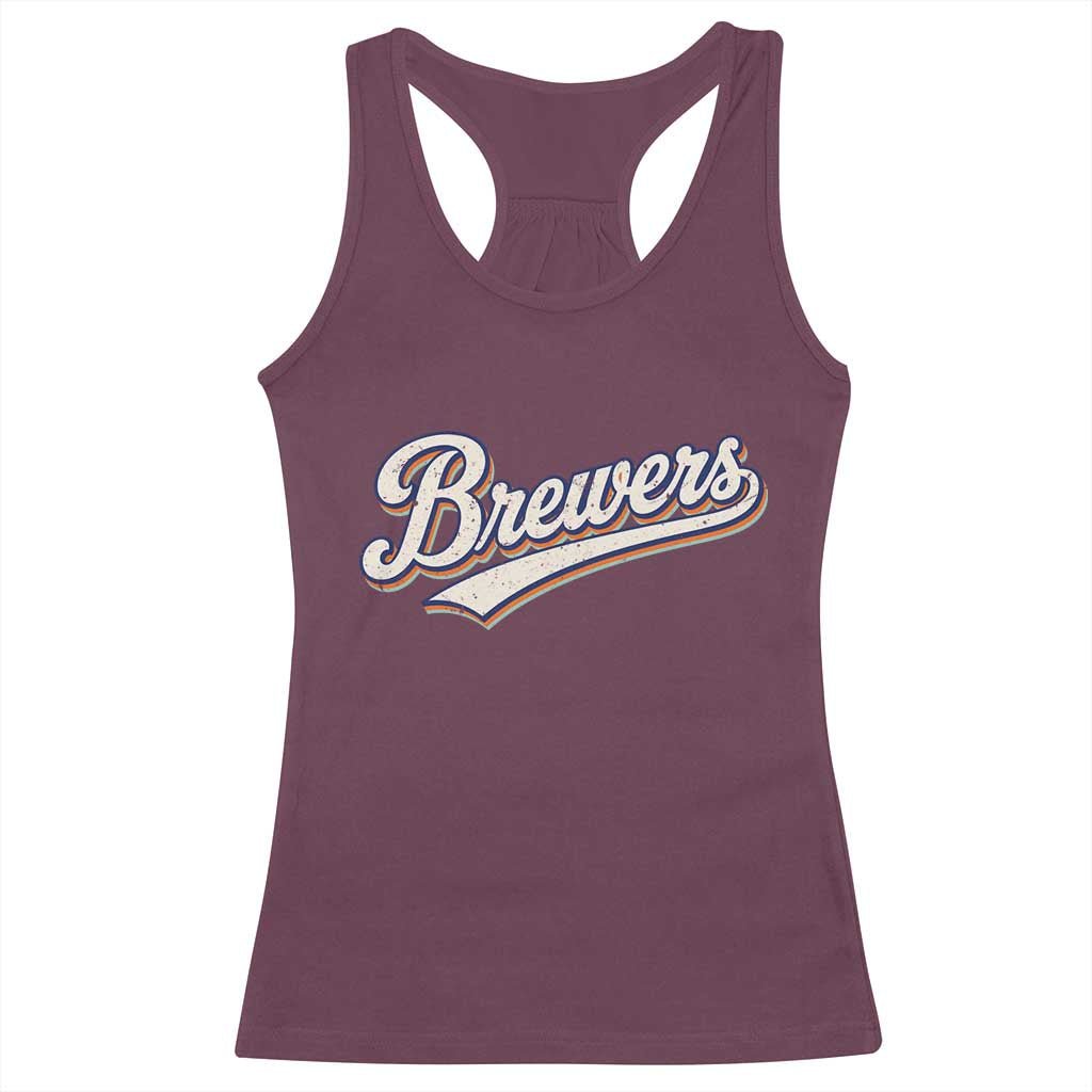 Vintage 70s Brewers Name Script Style Racerback Tank Top Retro Distressed Tailgate Spirit Sports Fan TS02 Maroon Print Your Wear