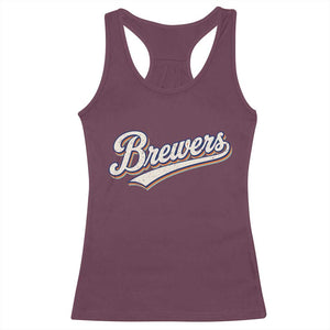 Vintage 70s Brewers Name Script Style Racerback Tank Top Retro Distressed Tailgate Spirit Sports Fan TS02 Maroon Print Your Wear