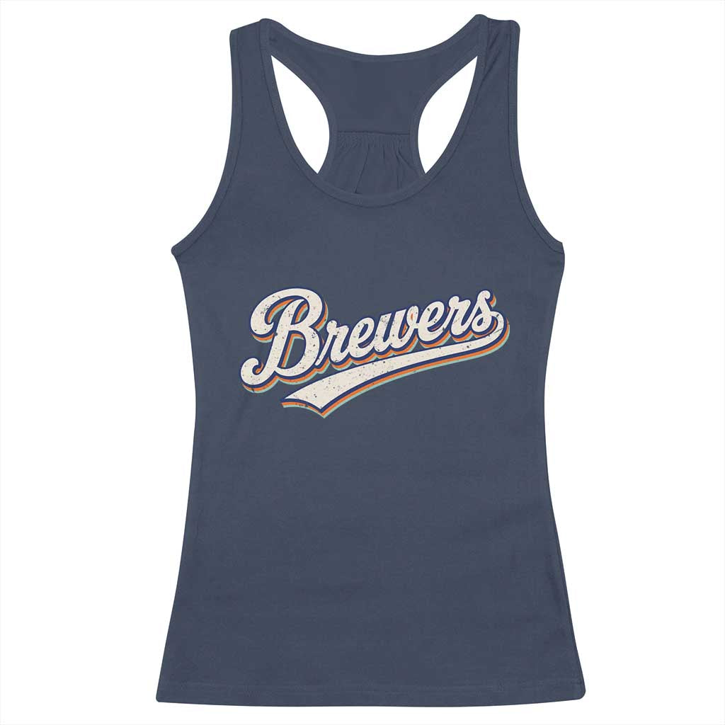 Vintage 70s Brewers Name Script Style Racerback Tank Top Retro Distressed Tailgate Spirit Sports Fan TS02 Navy Print Your Wear