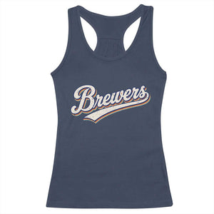 Vintage 70s Brewers Name Script Style Racerback Tank Top Retro Distressed Tailgate Spirit Sports Fan TS02 Navy Print Your Wear