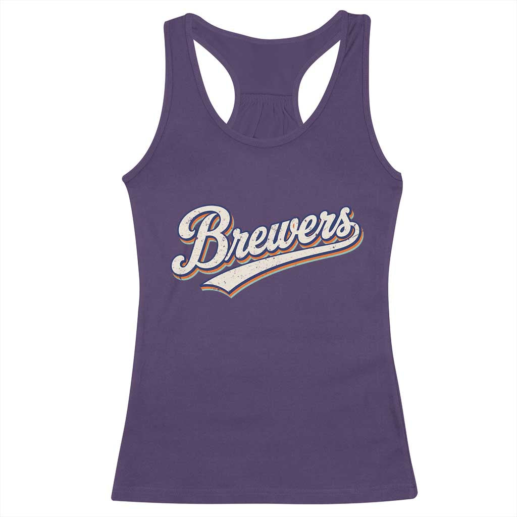 Vintage 70s Brewers Name Script Style Racerback Tank Top Retro Distressed Tailgate Spirit Sports Fan TS02 Purple Print Your Wear