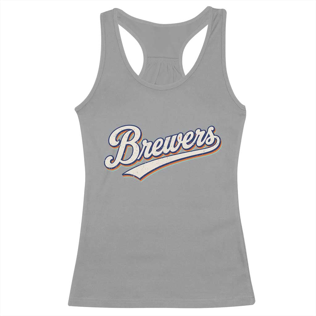 Vintage 70s Brewers Name Script Style Racerback Tank Top Retro Distressed Tailgate Spirit Sports Fan TS02 Sport Gray Print Your Wear