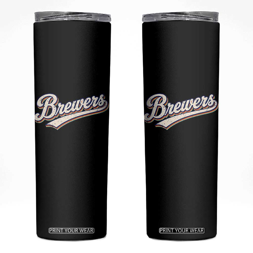 Vintage 70s Brewers Name Script Style Skinny Tumbler Retro Distressed Tailgate Spirit Sports Fan TS02 Black Print Your Wear