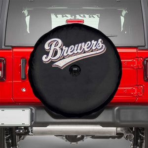 Vintage 70s Brewers Name Script Style Spare Tire Cover Retro Distressed Tailgate Spirit Sports Fan TS02 Black Print Your Wear