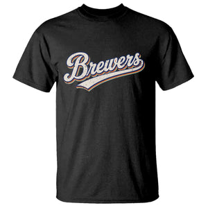Vintage 70s Brewers Name Script Style T Shirt Retro Distressed Tailgate Spirit Sports Fan TS02 Black Print Your Wear