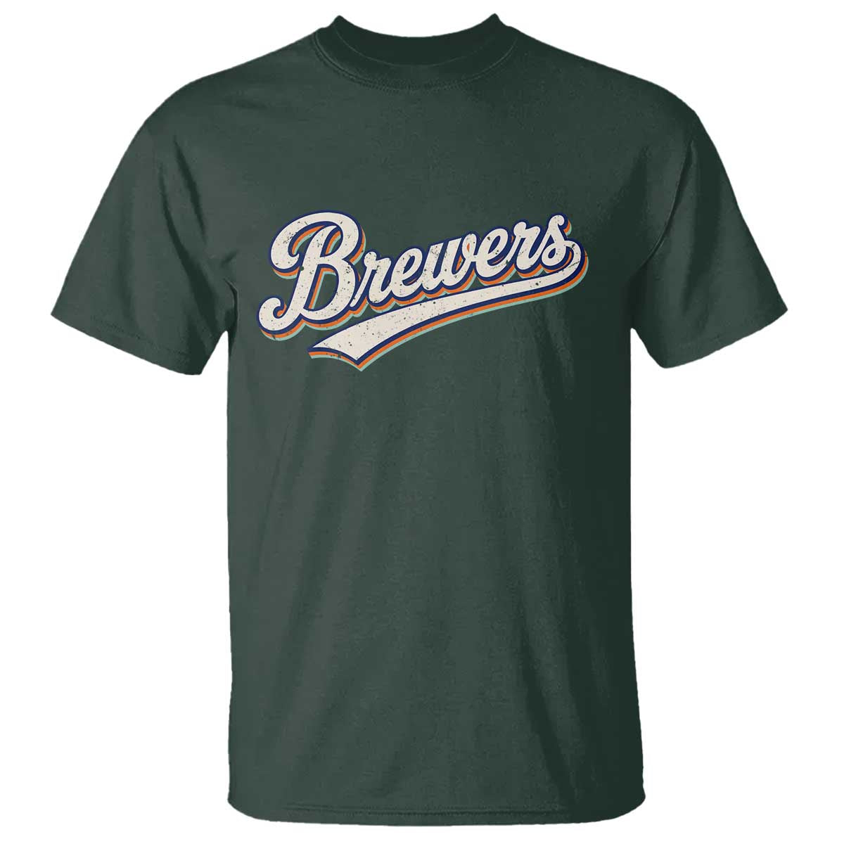 Vintage 70s Brewers Name Script Style T Shirt Retro Distressed Tailgate Spirit Sports Fan TS02 Dark Forest Green Print Your Wear