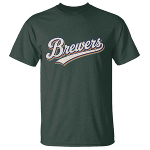Vintage 70s Brewers Name Script Style T Shirt Retro Distressed Tailgate Spirit Sports Fan TS02 Dark Forest Green Print Your Wear