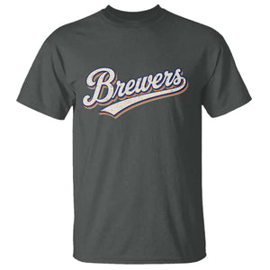 Vintage 70s Brewers Name Script Style T Shirt Retro Distressed Tailgate Spirit Sports Fan TS02 Dark Heather Print Your Wear