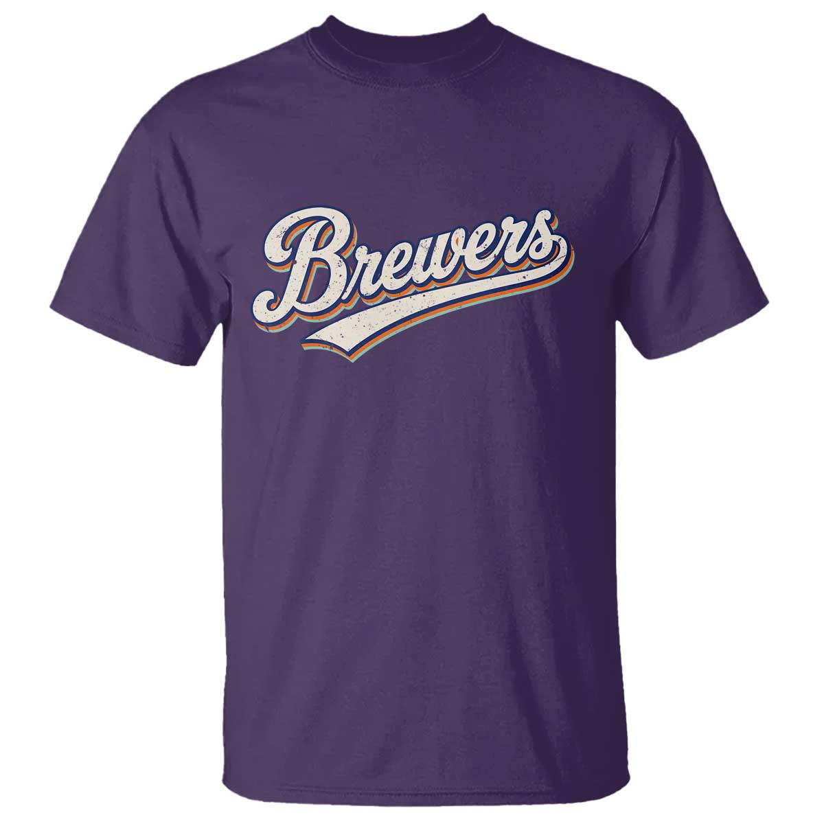 Vintage 70s Brewers Name Script Style T Shirt Retro Distressed Tailgate Spirit Sports Fan TS02 Purple Print Your Wear