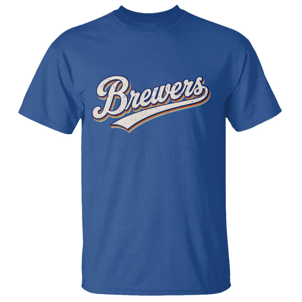 Vintage 70s Brewers Name Script Style T Shirt Retro Distressed Tailgate Spirit Sports Fan TS02 Royal Blue Print Your Wear
