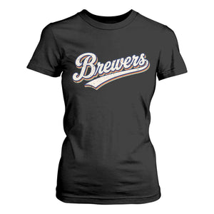 Vintage 70s Brewers Name Script Style T Shirt For Women Retro Distressed Tailgate Spirit Sports Fan TS02 Black Print Your Wear