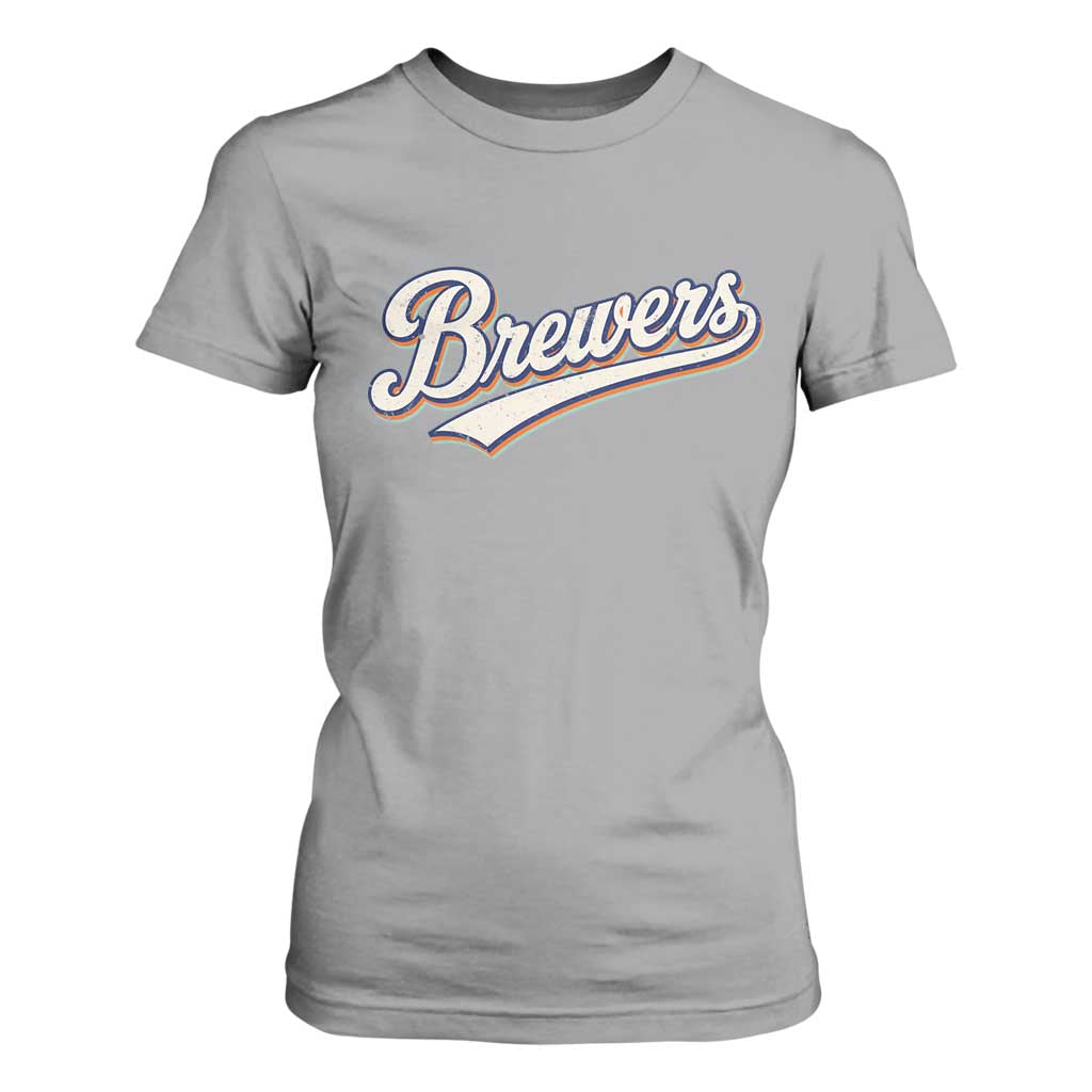 Vintage 70s Brewers Name Script Style T Shirt For Women Retro Distressed Tailgate Spirit Sports Fan TS02 Sport Gray Print Your Wear