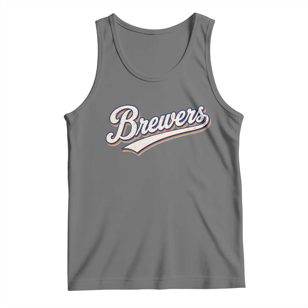 Vintage 70s Brewers Name Script Style Tank Top Retro Distressed Tailgate Spirit Sports Fan TS02 Black Heather Print Your Wear