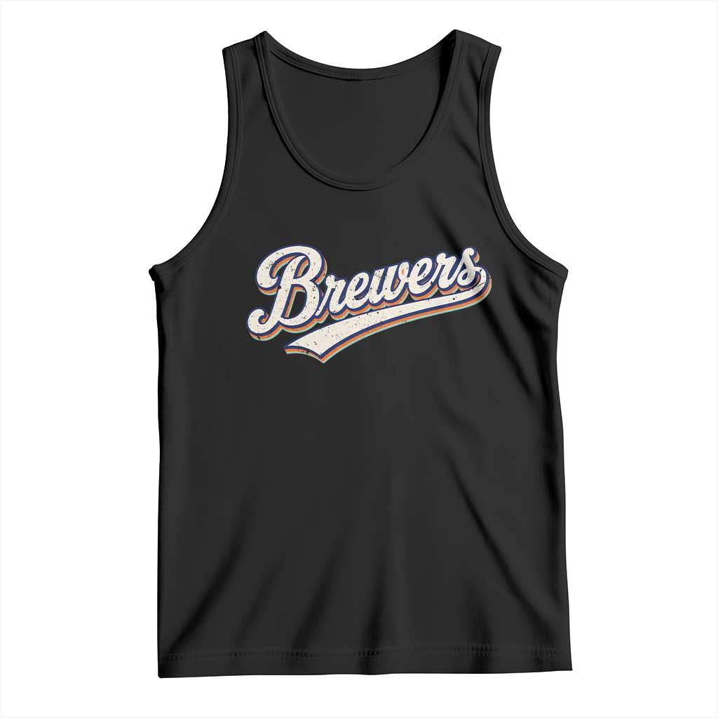 Vintage 70s Brewers Name Script Style Tank Top Retro Distressed Tailgate Spirit Sports Fan TS02 Black Print Your Wear