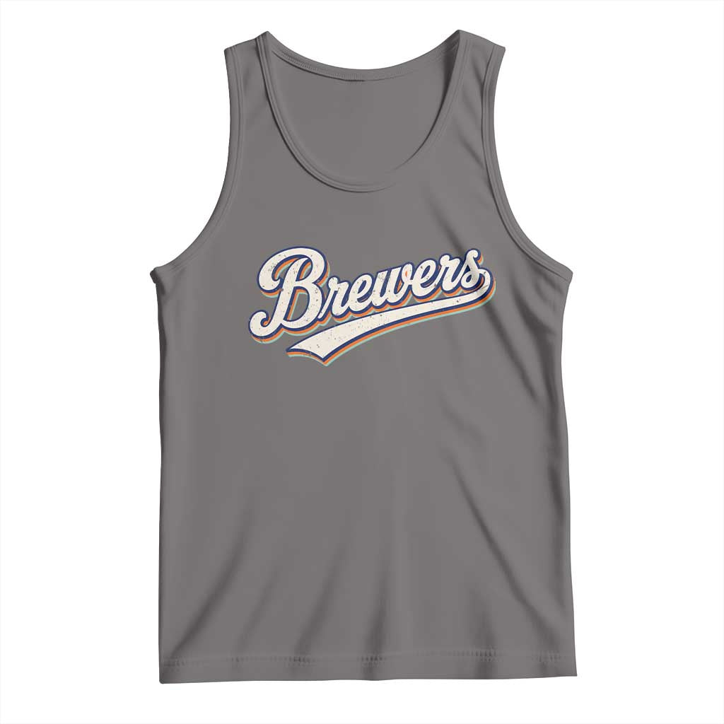 Vintage 70s Brewers Name Script Style Tank Top Retro Distressed Tailgate Spirit Sports Fan TS02 Deep Heather Print Your Wear