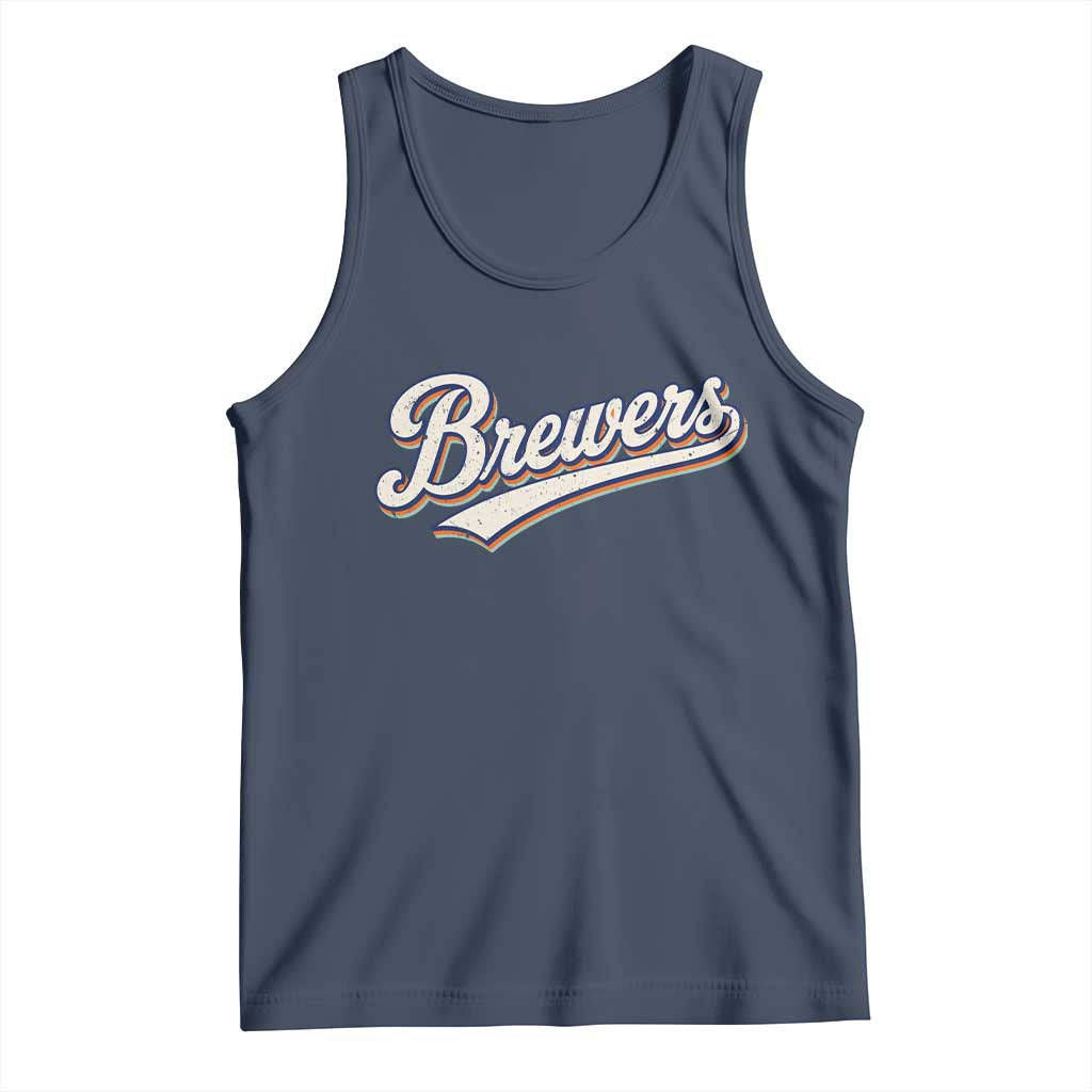 Vintage 70s Brewers Name Script Style Tank Top Retro Distressed Tailgate Spirit Sports Fan TS02 Navy Print Your Wear