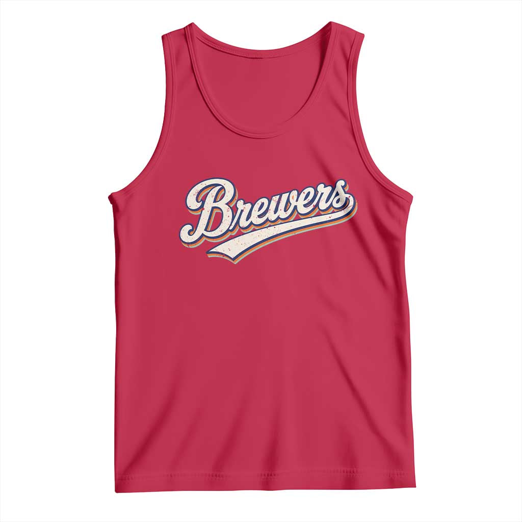 Vintage 70s Brewers Name Script Style Tank Top Retro Distressed Tailgate Spirit Sports Fan TS02 Red Print Your Wear