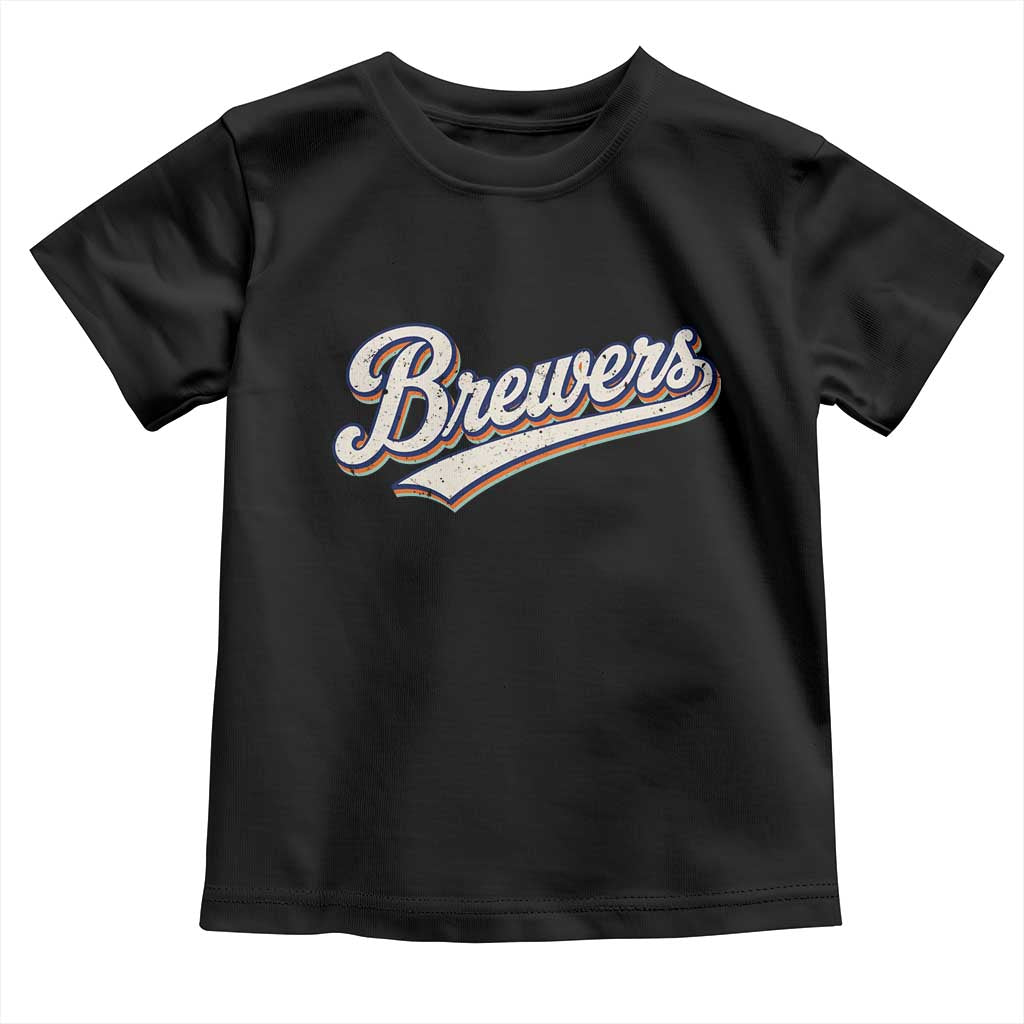 Vintage 70s Brewers Name Script Style Toddler T Shirt Retro Distressed Tailgate Spirit Sports Fan TS02 Black Print Your Wear