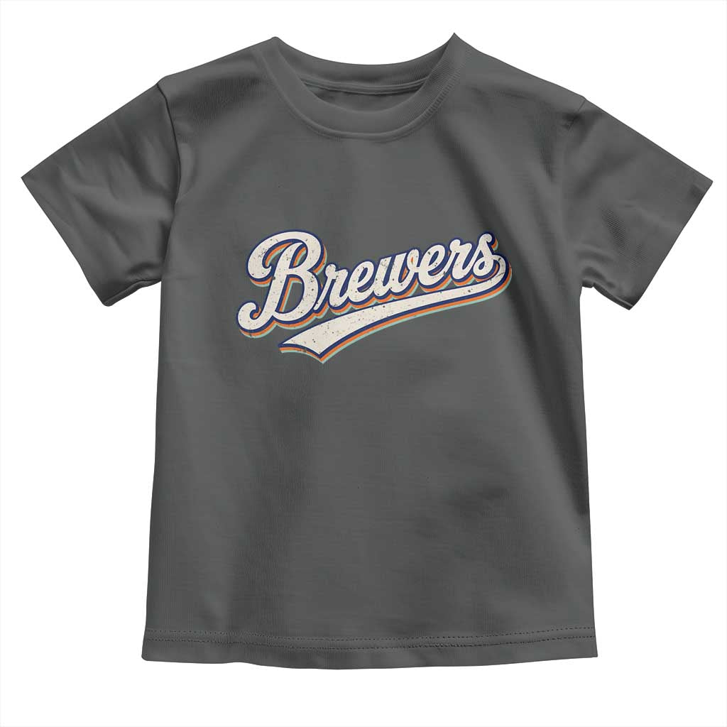 Vintage 70s Brewers Name Script Style Toddler T Shirt Retro Distressed Tailgate Spirit Sports Fan TS02 Dark Heather Print Your Wear