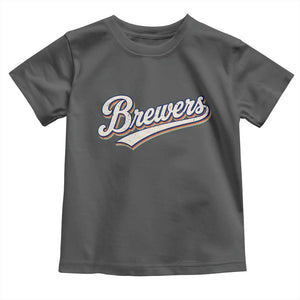 Vintage 70s Brewers Name Script Style Toddler T Shirt Retro Distressed Tailgate Spirit Sports Fan TS02 Dark Heather Print Your Wear