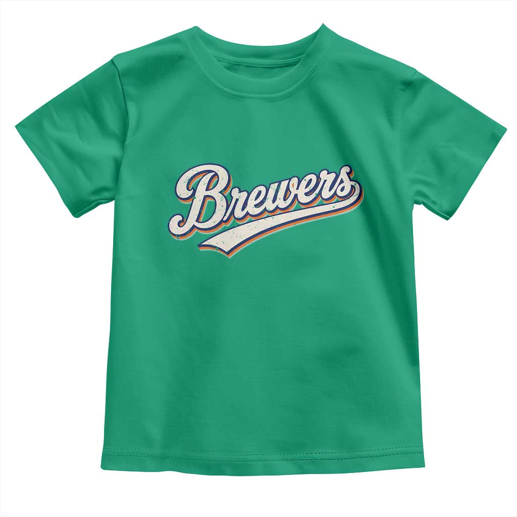 Vintage 70s Brewers Name Script Style Toddler T Shirt Retro Distressed Tailgate Spirit Sports Fan TS02 Irish Green Print Your Wear