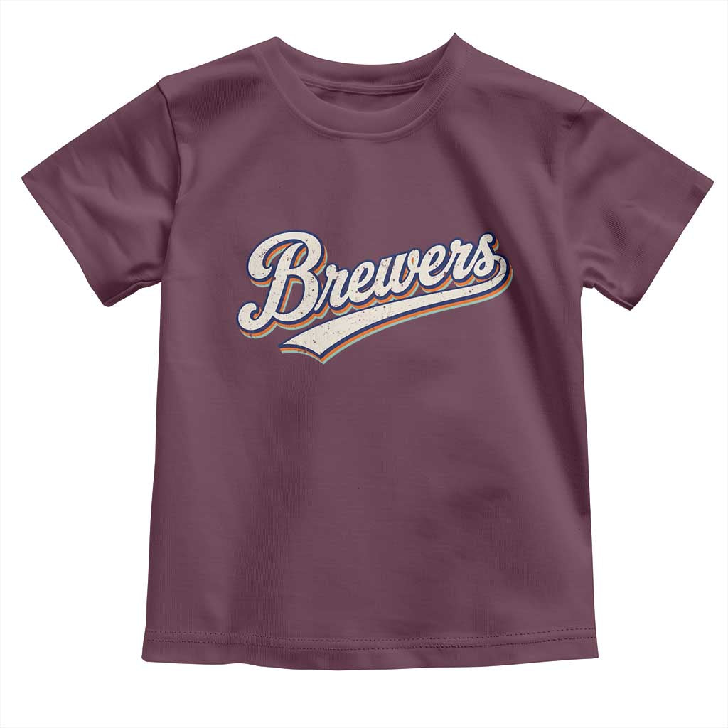Vintage 70s Brewers Name Script Style Toddler T Shirt Retro Distressed Tailgate Spirit Sports Fan TS02 Maroon Print Your Wear