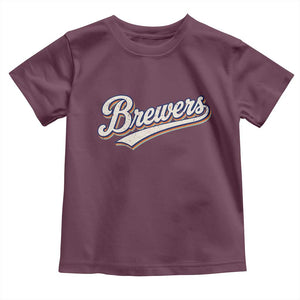 Vintage 70s Brewers Name Script Style Toddler T Shirt Retro Distressed Tailgate Spirit Sports Fan TS02 Maroon Print Your Wear