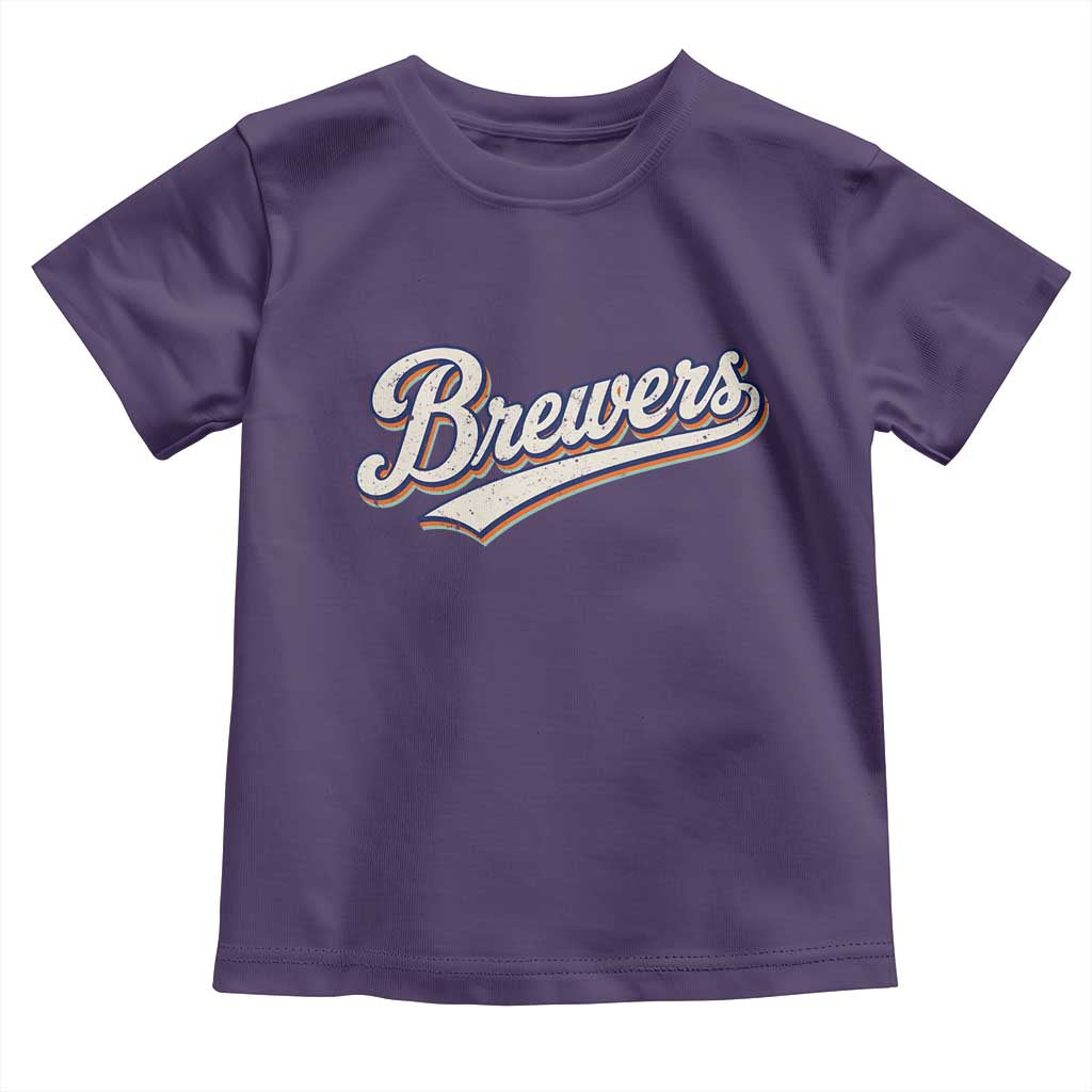 Vintage 70s Brewers Name Script Style Toddler T Shirt Retro Distressed Tailgate Spirit Sports Fan TS02 Purple Print Your Wear