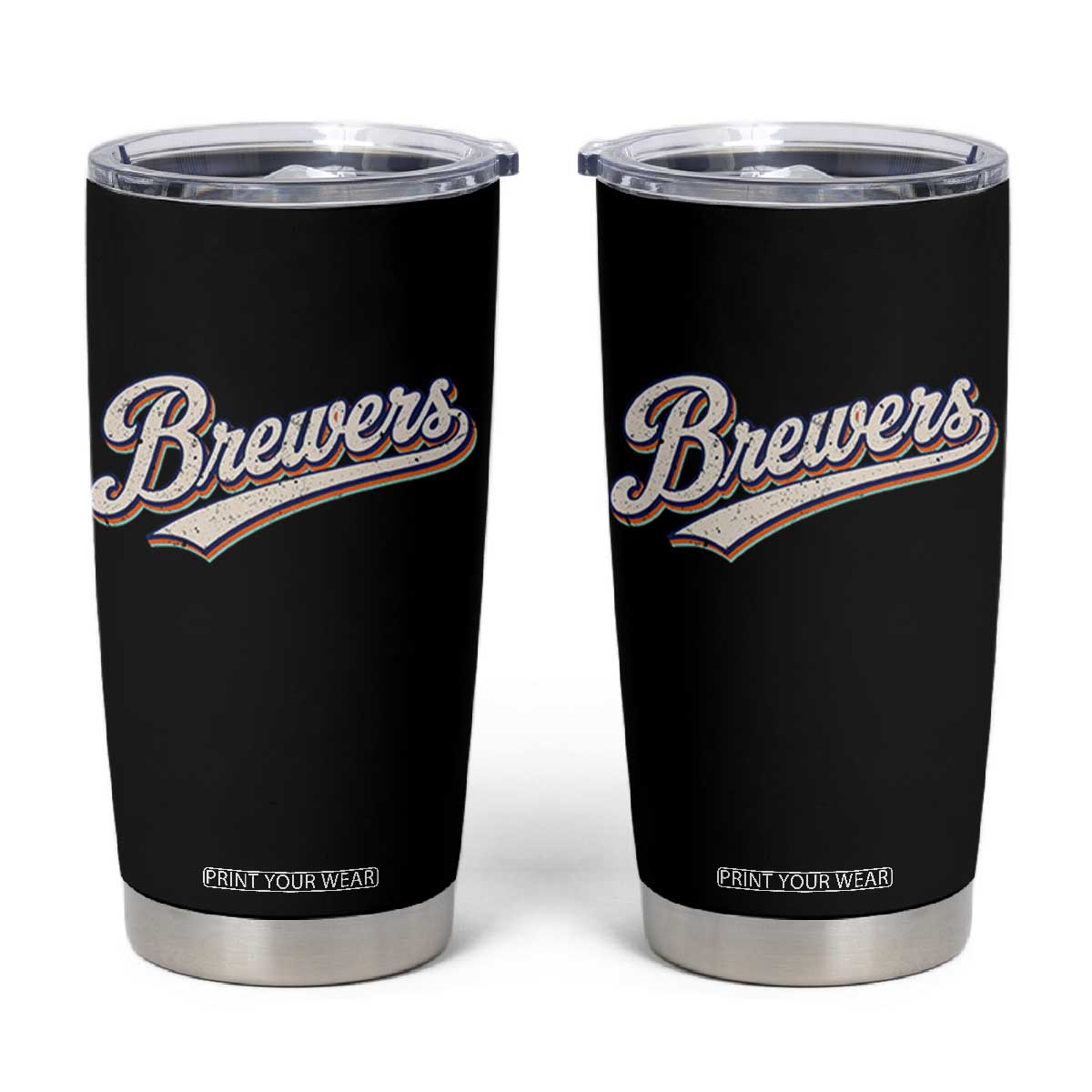 Vintage 70s Brewers Name Script Style Tumbler Cup Retro Distressed Tailgate Spirit Sports Fan TS02 Black Print Your Wear