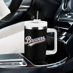 Vintage 70s Brewers Name Script Style Tumbler With Handle Retro Distressed Tailgate Spirit Sports Fan TS02 Print Your Wear