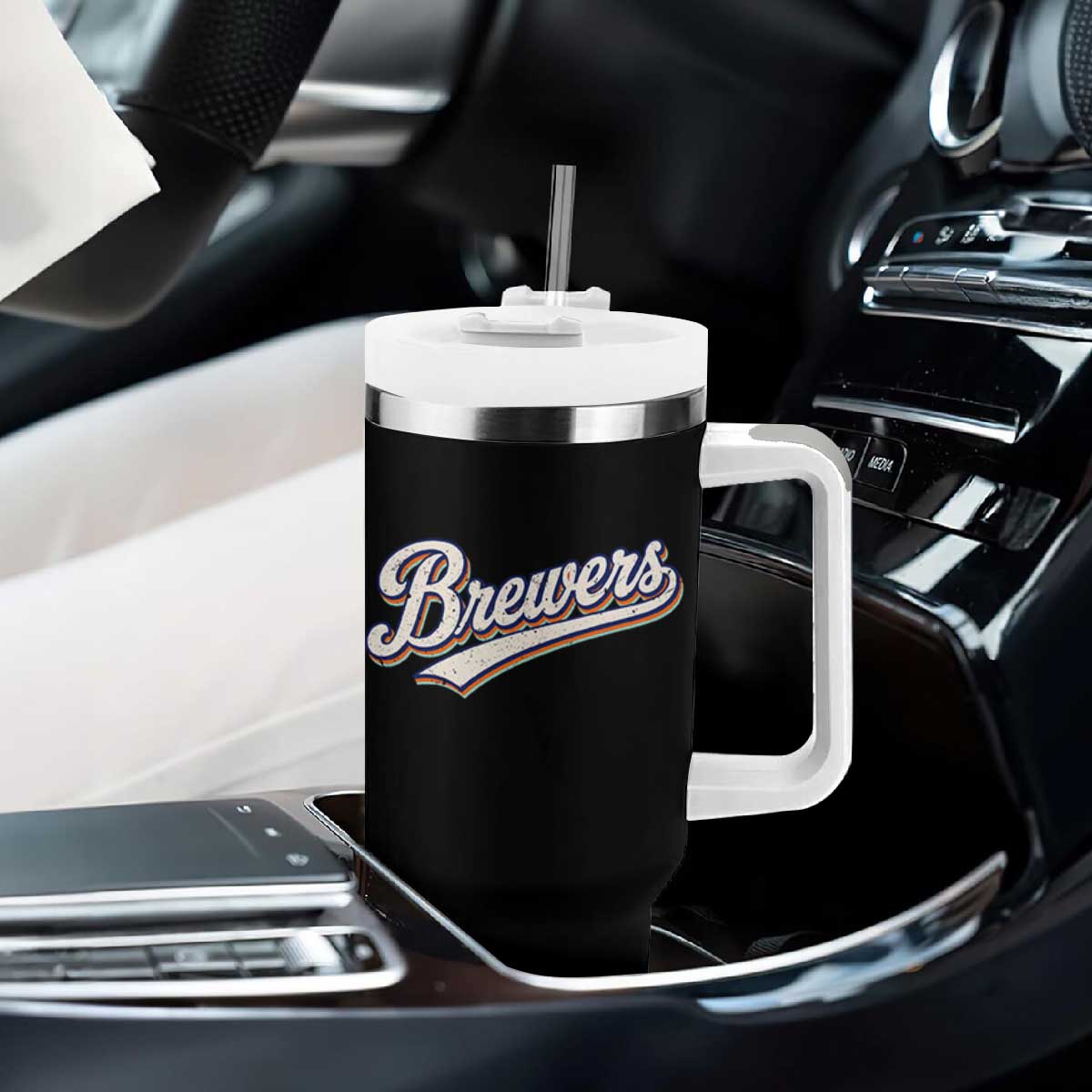 Vintage 70s Brewers Name Script Style Tumbler With Handle Retro Distressed Tailgate Spirit Sports Fan TS02 Print Your Wear