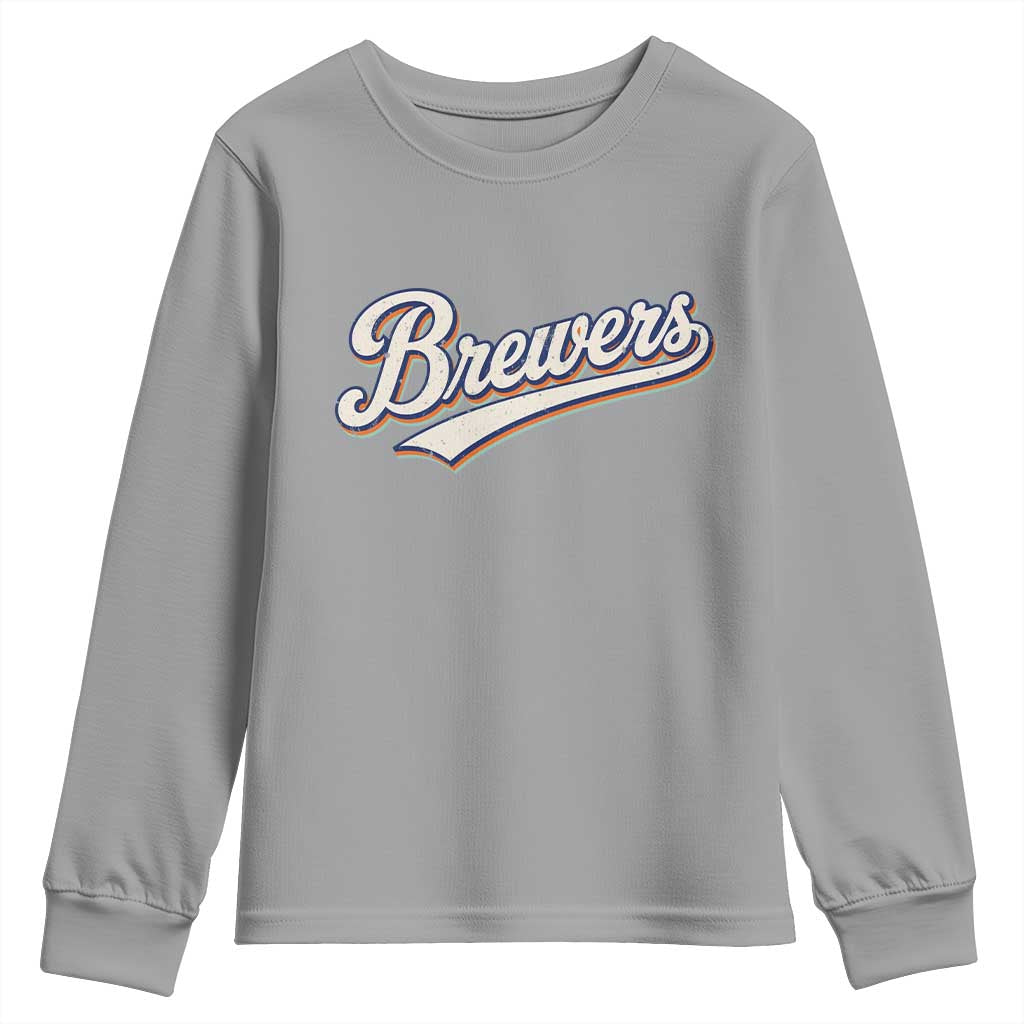 Vintage 70s Brewers Name Script Style Youth Sweatshirt Retro Distressed Tailgate Spirit Sports Fan TS02 Sport Gray Print Your Wear