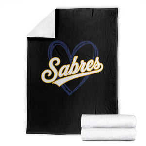 Vintage 70s Sabres Name Heart Script Style Throw Blanket Retro Distressed Tailgate Spirit Sports Fan TS02 Black Print Your Wear