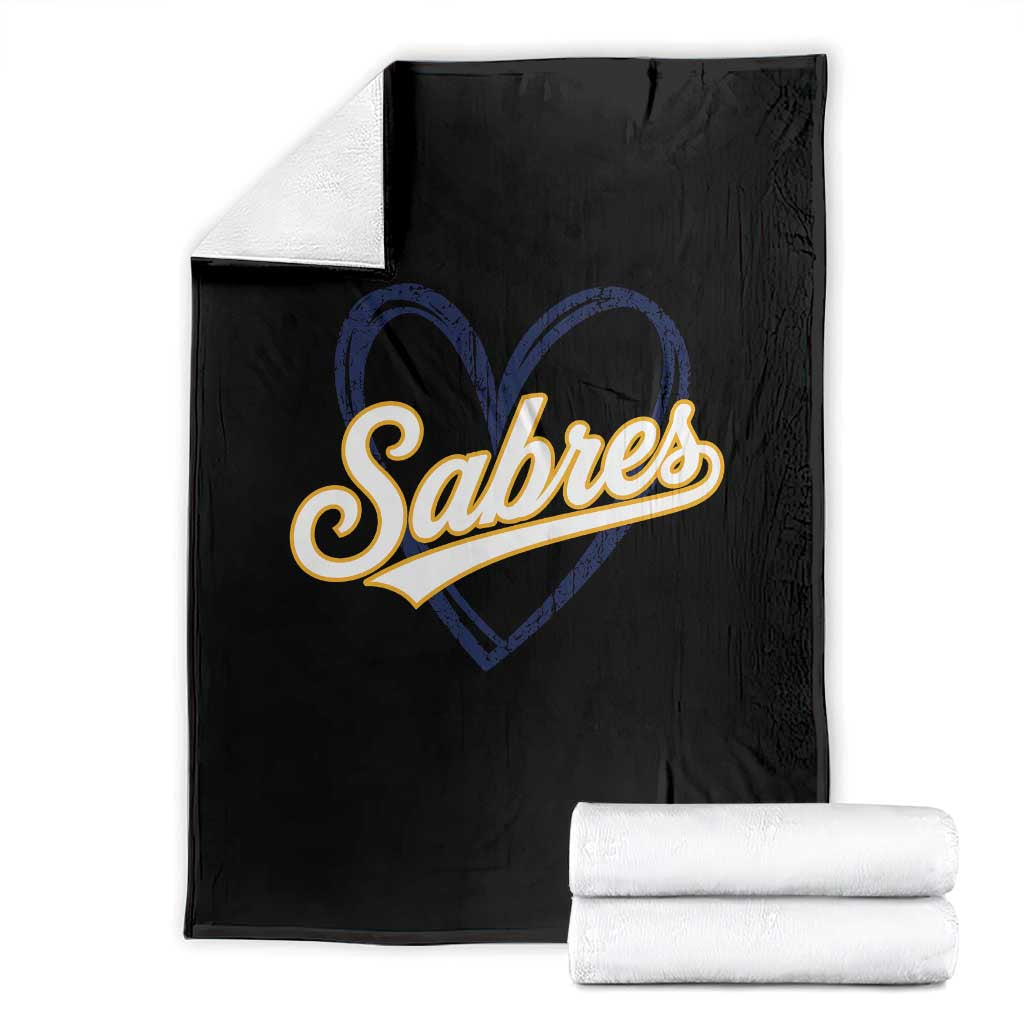Vintage 70s Sabres Name Heart Script Style Throw Blanket Retro Distressed Tailgate Spirit Sports Fan TS02 Black Print Your Wear