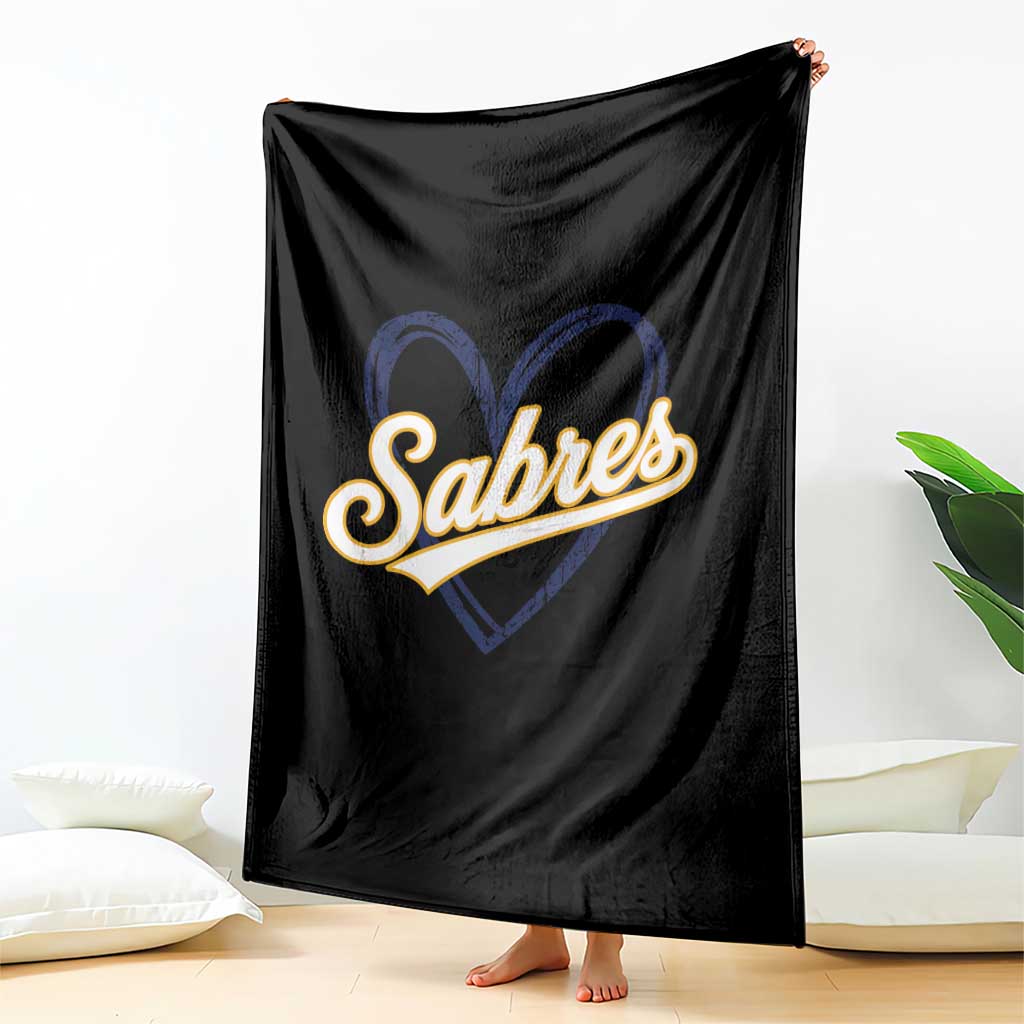 Vintage 70s Sabres Name Heart Script Style Throw Blanket Retro Distressed Tailgate Spirit Sports Fan TS02 Print Your Wear