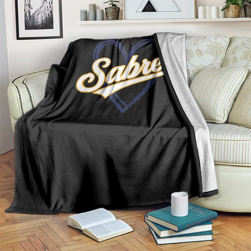 Vintage 70s Sabres Name Heart Script Style Throw Blanket Retro Distressed Tailgate Spirit Sports Fan TS02 Print Your Wear