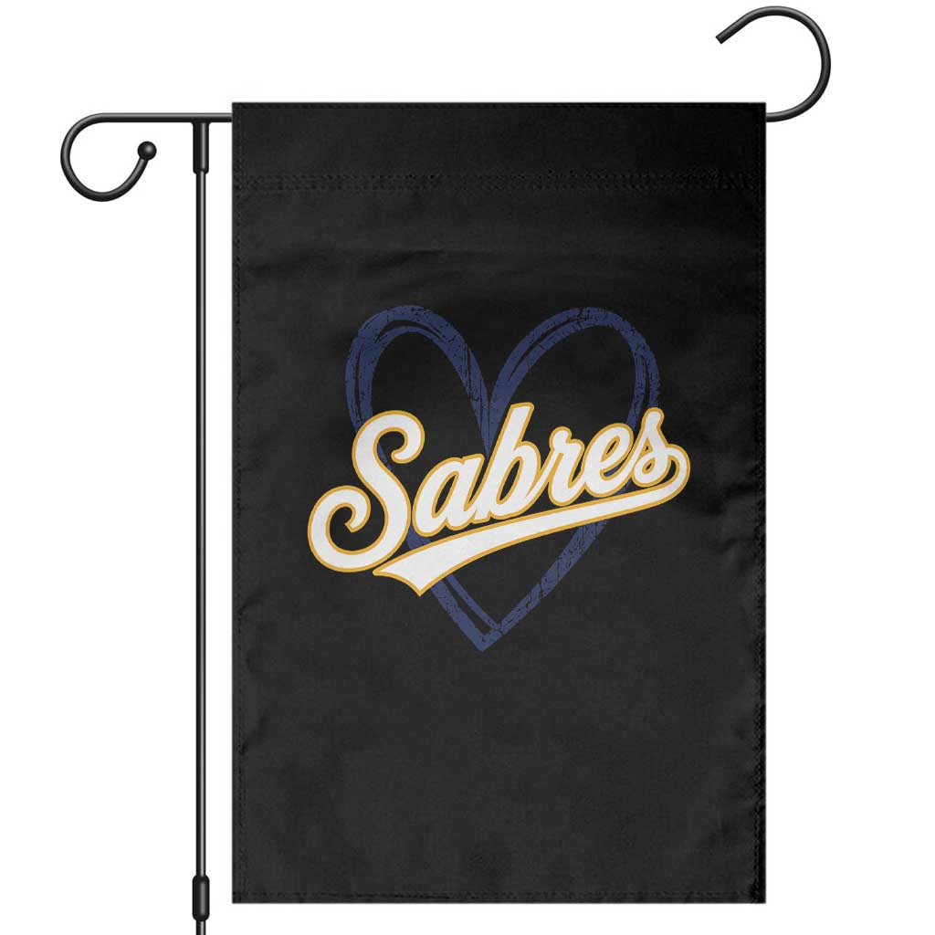 Vintage 70s Sabres Name Heart Script Style Garden Flag Retro Distressed Tailgate Spirit Sports Fan TS02 Black Print Your Wear