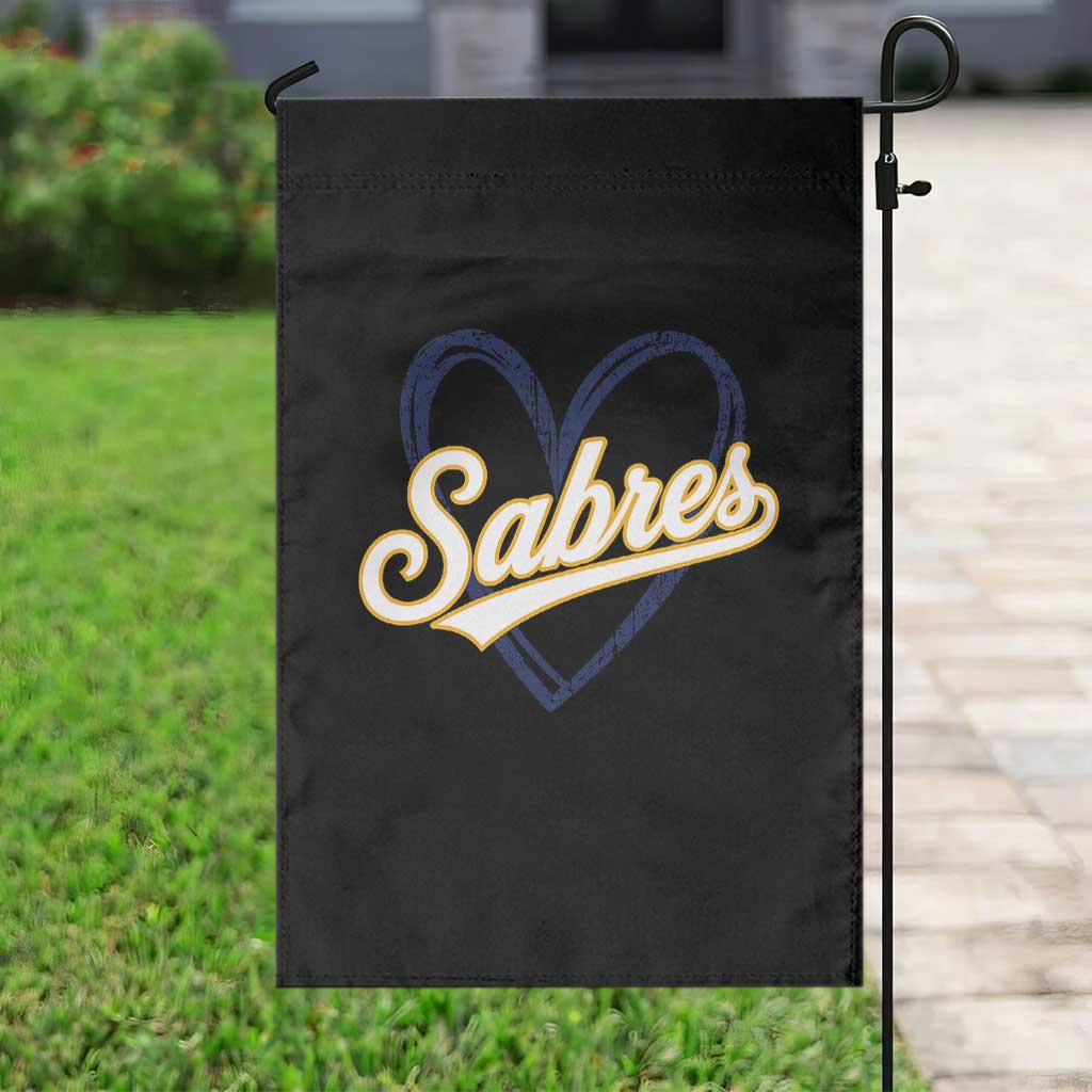 Vintage 70s Sabres Name Heart Script Style Garden Flag Retro Distressed Tailgate Spirit Sports Fan TS02 Print Your Wear