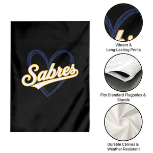 Vintage 70s Sabres Name Heart Script Style Garden Flag Retro Distressed Tailgate Spirit Sports Fan TS02 Print Your Wear