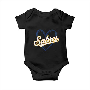 Vintage 70s Sabres Name Heart Script Style Baby Onesie Retro Distressed Tailgate Spirit Sports Fan TS02 Black Print Your Wear