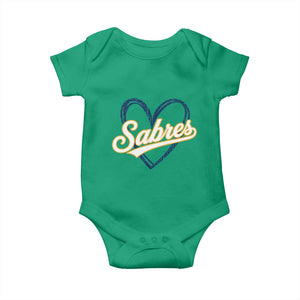 Vintage 70s Sabres Name Heart Script Style Baby Onesie Retro Distressed Tailgate Spirit Sports Fan TS02 Irish Green Print Your Wear