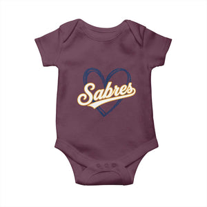 Vintage 70s Sabres Name Heart Script Style Baby Onesie Retro Distressed Tailgate Spirit Sports Fan TS02 Maroon Print Your Wear