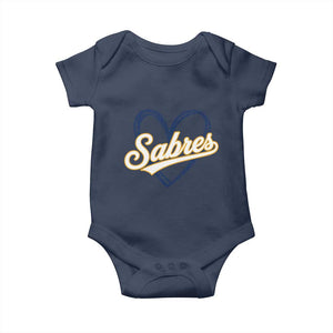 Vintage 70s Sabres Name Heart Script Style Baby Onesie Retro Distressed Tailgate Spirit Sports Fan TS02 Navy Print Your Wear