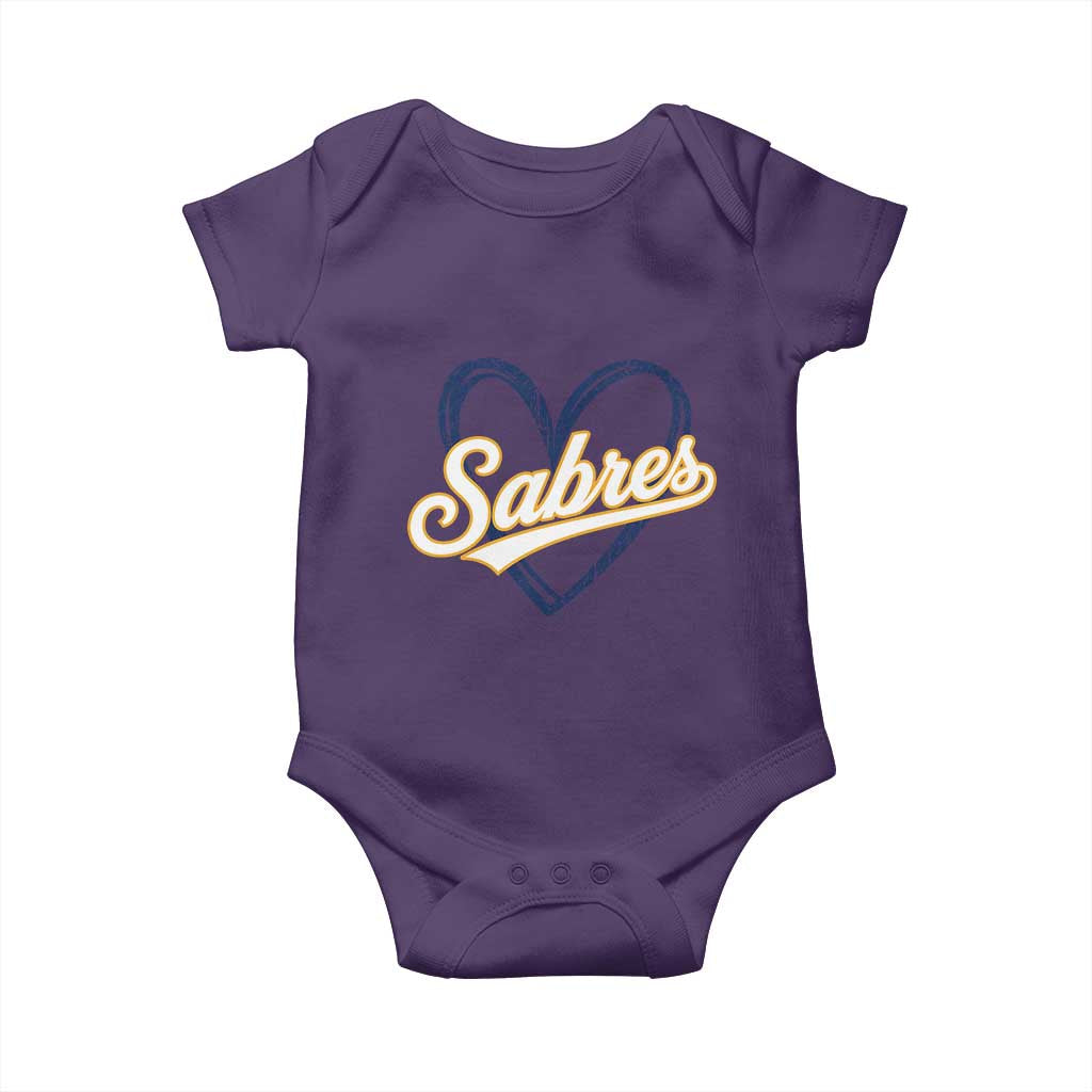 Vintage 70s Sabres Name Heart Script Style Baby Onesie Retro Distressed Tailgate Spirit Sports Fan TS02 Purple Print Your Wear