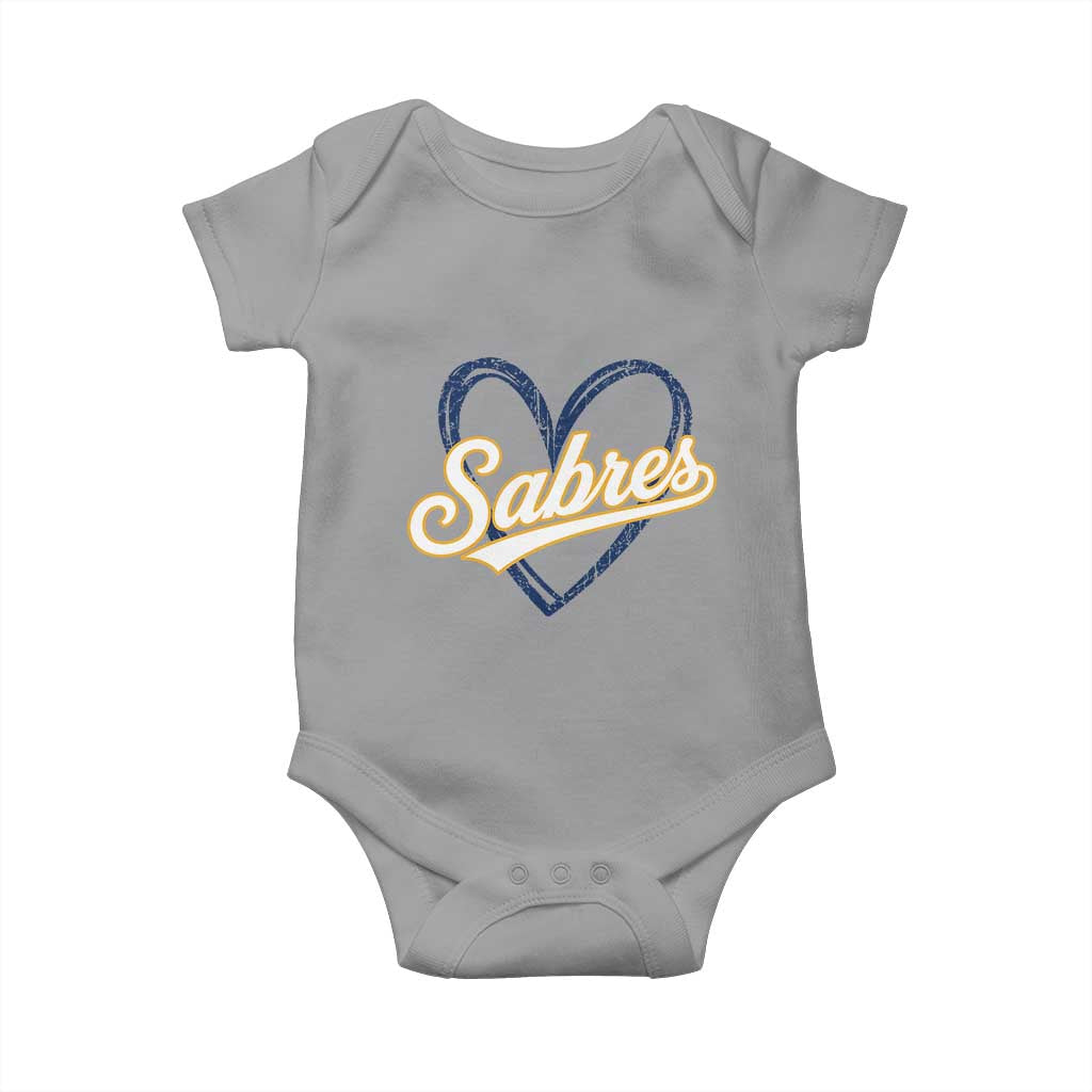 Vintage 70s Sabres Name Heart Script Style Baby Onesie Retro Distressed Tailgate Spirit Sports Fan TS02 Sport Gray Print Your Wear