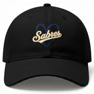 Vintage 70s Sabres Name Heart Script Style Baseball Cap Retro Distressed Tailgate Spirit Sports Fan TS02 Print Your Wear