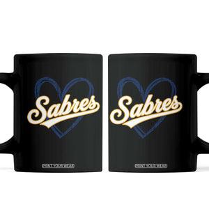 Vintage 70s Sabres Name Heart Script Style Coffee Mug Retro Distressed Tailgate Spirit Sports Fan TS02 Black Print Your Wear