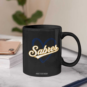 Vintage 70s Sabres Name Heart Script Style Coffee Mug Retro Distressed Tailgate Spirit Sports Fan TS02 Print Your Wear