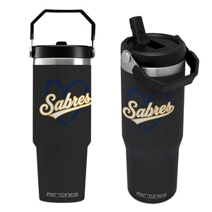 Vintage 70s Sabres Name Heart Script Style Flip Straw Tumbler Retro Distressed Tailgate Spirit Sports Fan TS02 One Size: 30 oz Black Print Your Wear